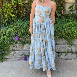 House of CB Blue and Cream Floral Midi Dress